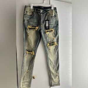 Serenede Jeans Men 34 Yellow Distressed Skinny jeans. Size 34x32